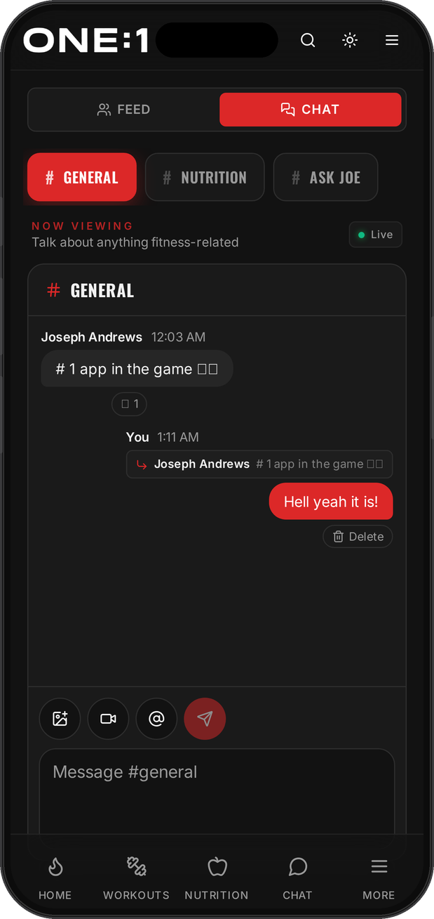 ONE:1 community chat with members and Joe Andrews